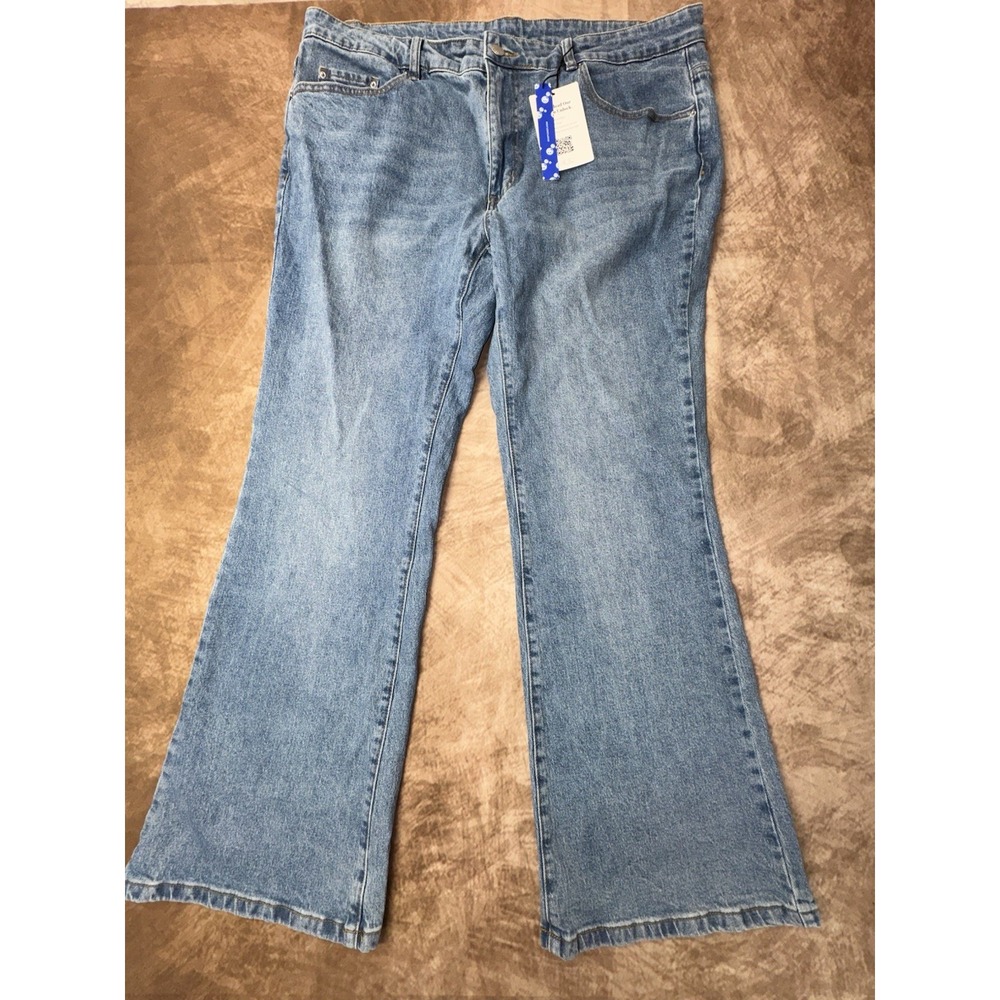 CIDER Denim Women's Wide-Leg Jeans Light Blue Wash Cotton  2XL NWT